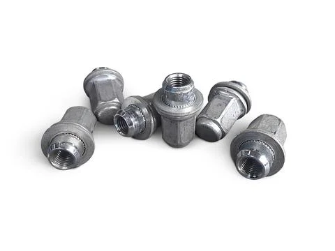 Wheel nuts on a white background Stock Photos