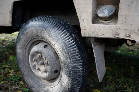 Wheel of an old SUV Stock Photos