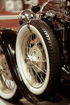 Wheel on old-timer 스톡 사진