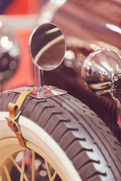 Wheel on old-timer 스톡 사진