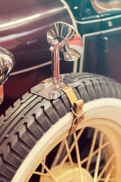 Wheel on old-timer 스톡 사진