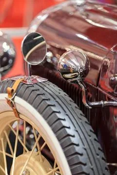 Wheel on old-timer 스톡 사진