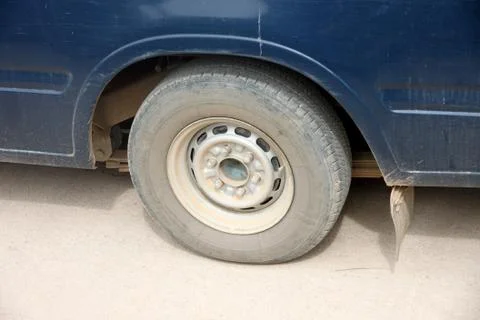 Wheel of the pickup in payload. Stock Photos
