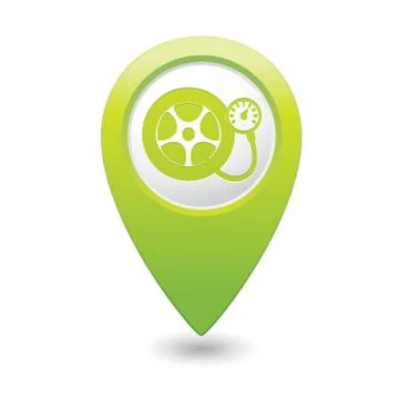 Wheel pump icon green map pointer Stock Illustration