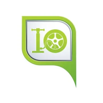 Wheel pump icon on green pointer Stock Illustration