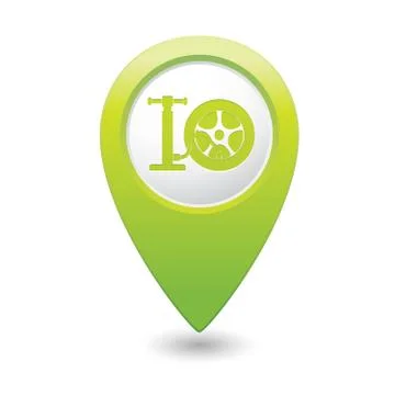 Wheel pump icon map pointer green Stock Illustration