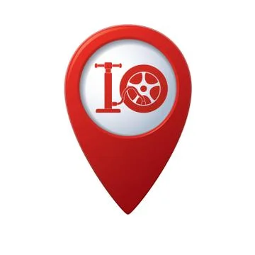 Wheel pump icon red map pointer Stock Illustration
