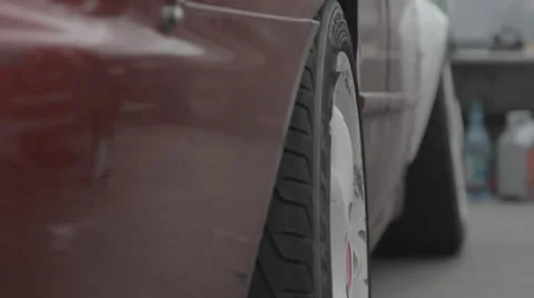 Wheel of race car Stock Footage 39398091