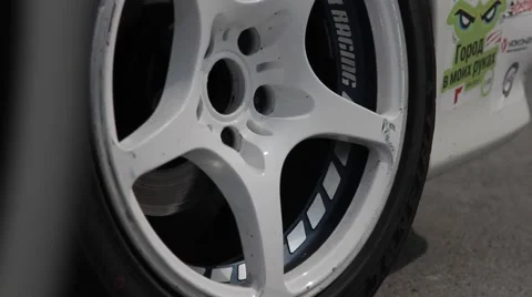Wheel of racing car Stock Footage 40765024