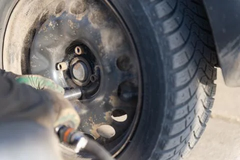 Wheel replacement Stock Photos