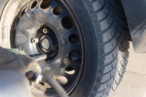 Wheel replacement Stock Photos