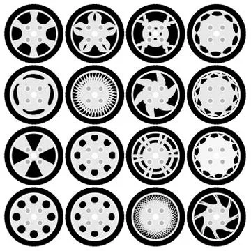 Wheel rim design set Stock Illustration