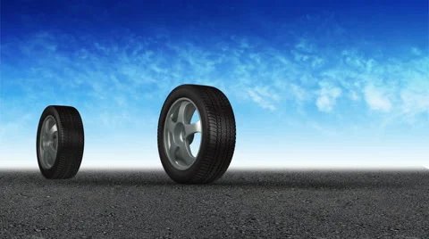 The wheel is rolling on a paved road Video stock 66956688