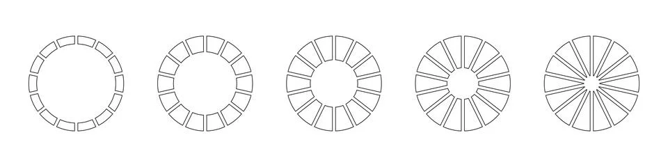 Wheel round divided, 14 sections. Outline donut chart, pies segmented Stock-Illustration