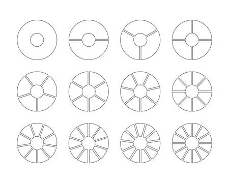 Wheel round divided diagrams with segments. Stock Illustration