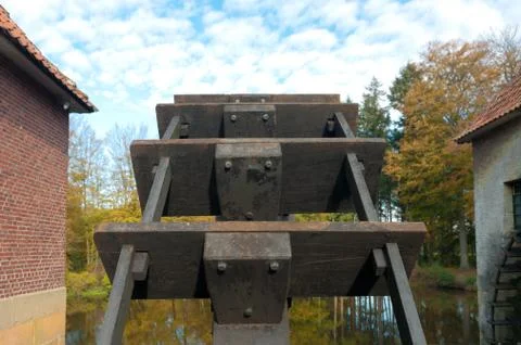 Wheel of a sawmill Stock Photos