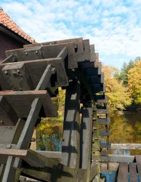 Wheel of a sawmill Stock Photos