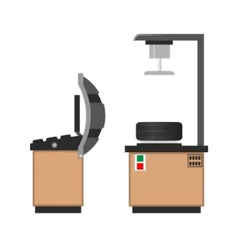 Wheel Service Abstract Workshop Vector Banner Stock Illustration