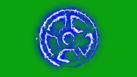 Wheel shape with lightning energy sparks path effect on green screen background Stock Footage 323720362