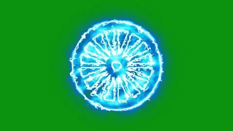 Wheel shape with lightning energy sparks on green screen background Stock Footage 337783331