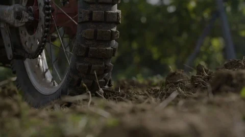 Wheel of a starting motorcycle Stock Footage 72185668