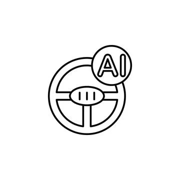 Wheel steering AI icon. Simple line, outline vector of future transpor icons for Stock Illustration