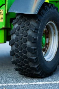 Wheel of a telehandler vehicle Stock Photos