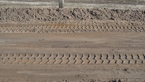 Wheel tracks on the ground Stock Footage 288228373