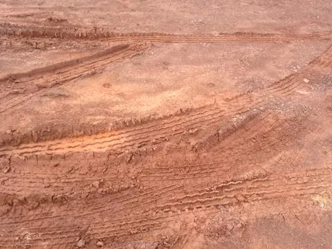 Wheel tracks on the ground Stock Photos