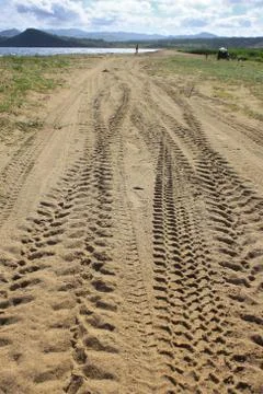 Wheel tracks Foto stock