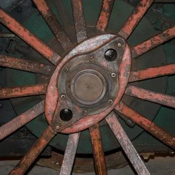 Wheel of traction engine Stock Photos