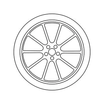 Wheel vector icon isolated on white background Stock Illustration