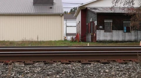 Wheel View of Train Passing  Stock Footage 43785506