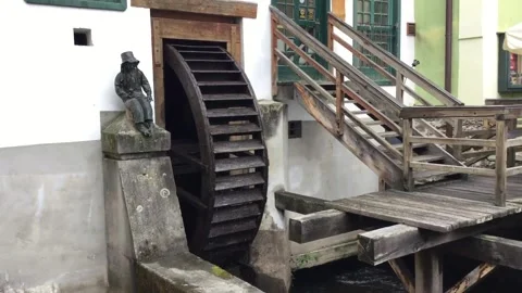 Wheel of a watermill Stock Footage 256333257