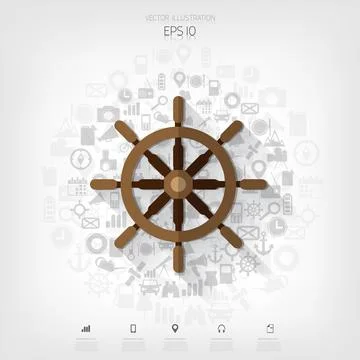 Wheel web icon.Background wit application symbols. Illustrazione stock