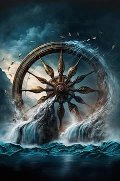 Wheel of wind and water Stock Illustration