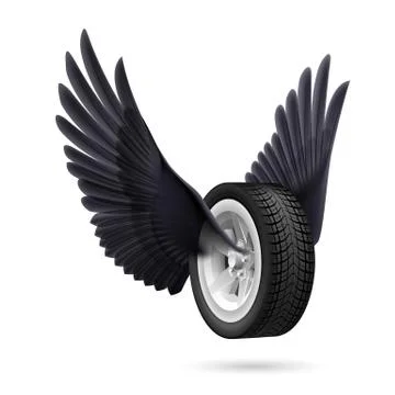 Wheel with wings Stock Illustration