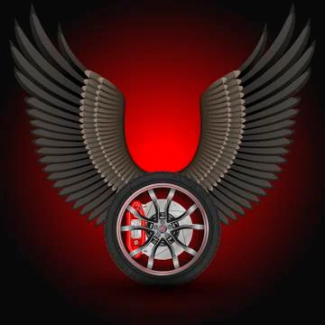 Wheel with Wings 스톡 일러스트