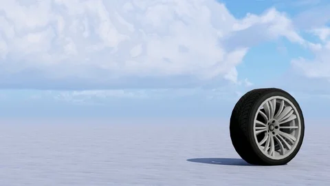 Wheel in Winter, For Wheel Advertisement, 3D Rendering Animation Stock Footage 121689335