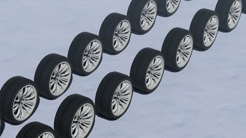 Wheel in Winter, For Wheel Advertisement, 3D Rendering Animation Stock Footage 121689425