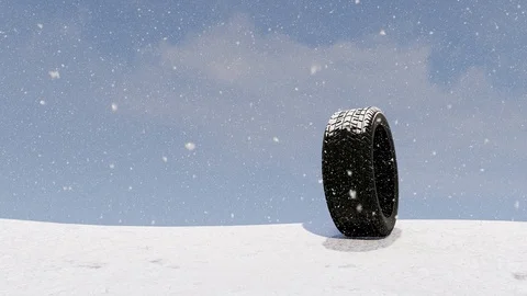 Wheel in Winter, For Wheel Advertisement, 3D Rendering Animation Stock Footage 121689517