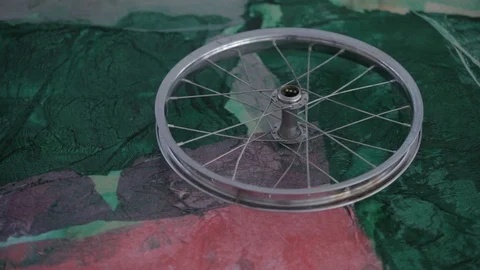 The wheel without rubber, abstract composition Stock Footage 86458379
