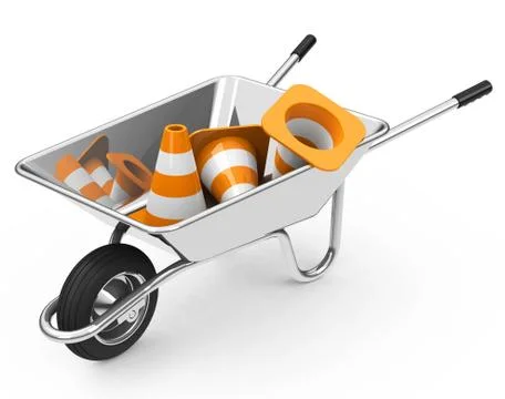 Wheelbarrow and cones Stock Illustration