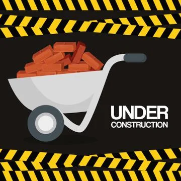 Wheelbarrow with bricks under construction Stock Illustration