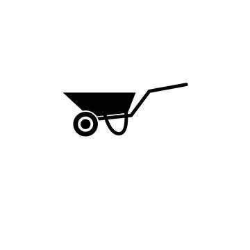 Wheelbarrow Cart, Garden Trolley Solid Flat Vector Icon Isolated on White Bac Stock Illustration