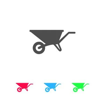 Wheelbarrow cart icon flat Illustrazione stock