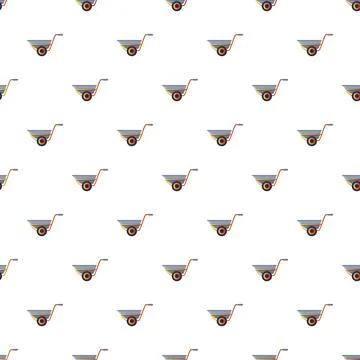 Wheelbarrow cart seamless pattern for construction and garden 스톡 일러스트
