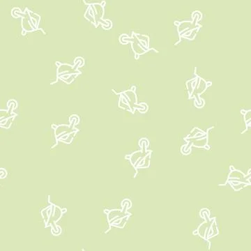 Wheelbarrow with compost line vector seamless pattern Stock Illustration