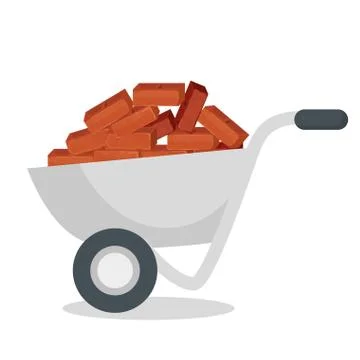 Wheelbarrow construction with bricks Stock Illustration