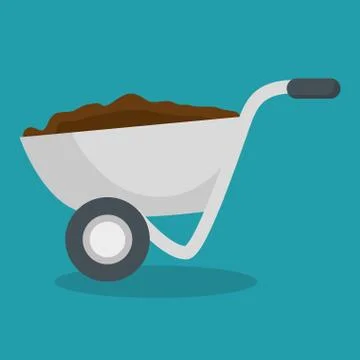 Wheelbarrow construction with sand Stock Illustration